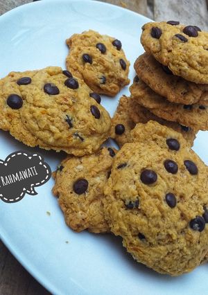 Foto resep Chewy & Soft Pumpkin Chocolate Chip Cookies/Cookies Labu Kuning