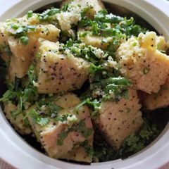 A picture of Khaman (Crushed Daal).
