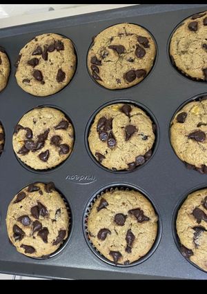 A picture of Chocolate chip banana muffins.