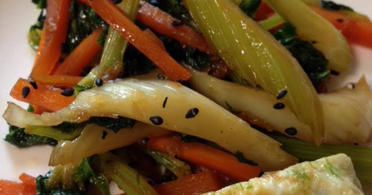 Celery & Carrot Kimpira Stirfry Recipe by Sachiko Cookpad