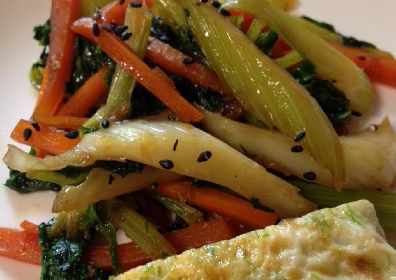 Celery & Carrot Kimpira Stir-fry