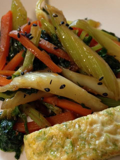 A picture of Celery & Carrot Kimpira Stir-fry.