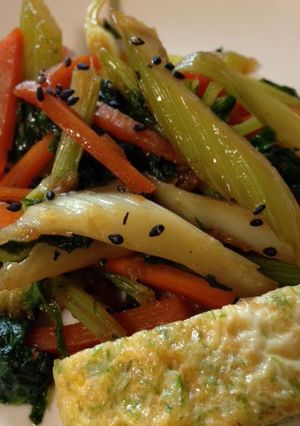 A picture of Celery & Carrot Kimpira Stir-fry.