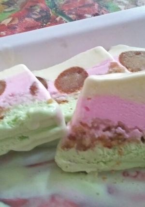 A picture of Gulab jamun ice cream cake.