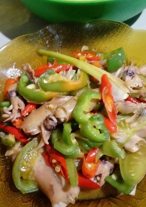 Foto resep Cumi asin paprika hijau ala evigani