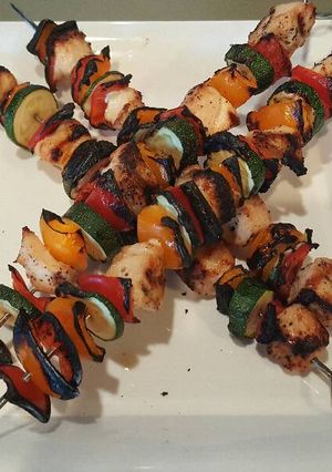 A picture of Lemon Pepper Chicken Kabobs.
