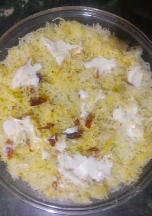 A picture of Baked potato cheesy rice.