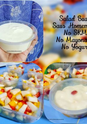 Foto resep Salad Buah Saus Homemade (No SKM, Mayonaise, Yogurt) Segar