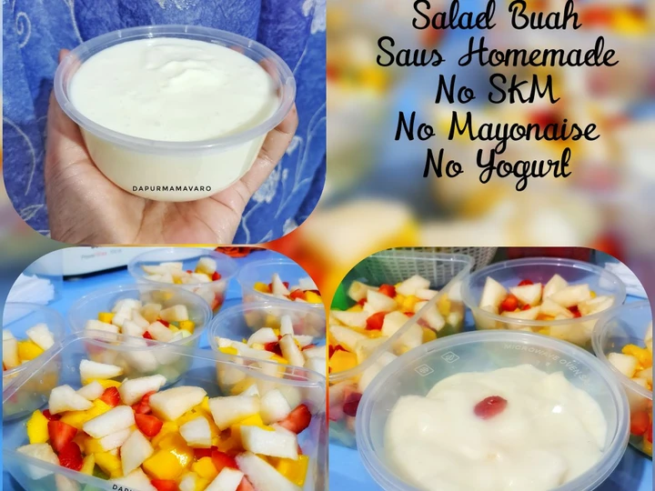 Langkah Gampang Membikin Resep Salad Buah Saus Homemade (No SKM, Mayonaise, Yogurt) Segar yang Uenak Anti Ribet, Uenak Banget