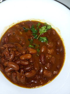A picture of Beetroot bean stew.