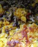 Pastel de carne y puré de zapallo gratinado