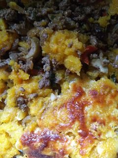 Una foto de Pastel de carne y puré de zapallo gratinado