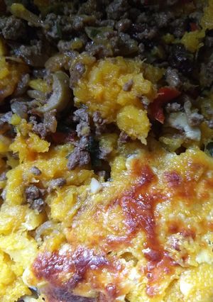 Una foto de Pastel de carne y puré de zapallo gratinado