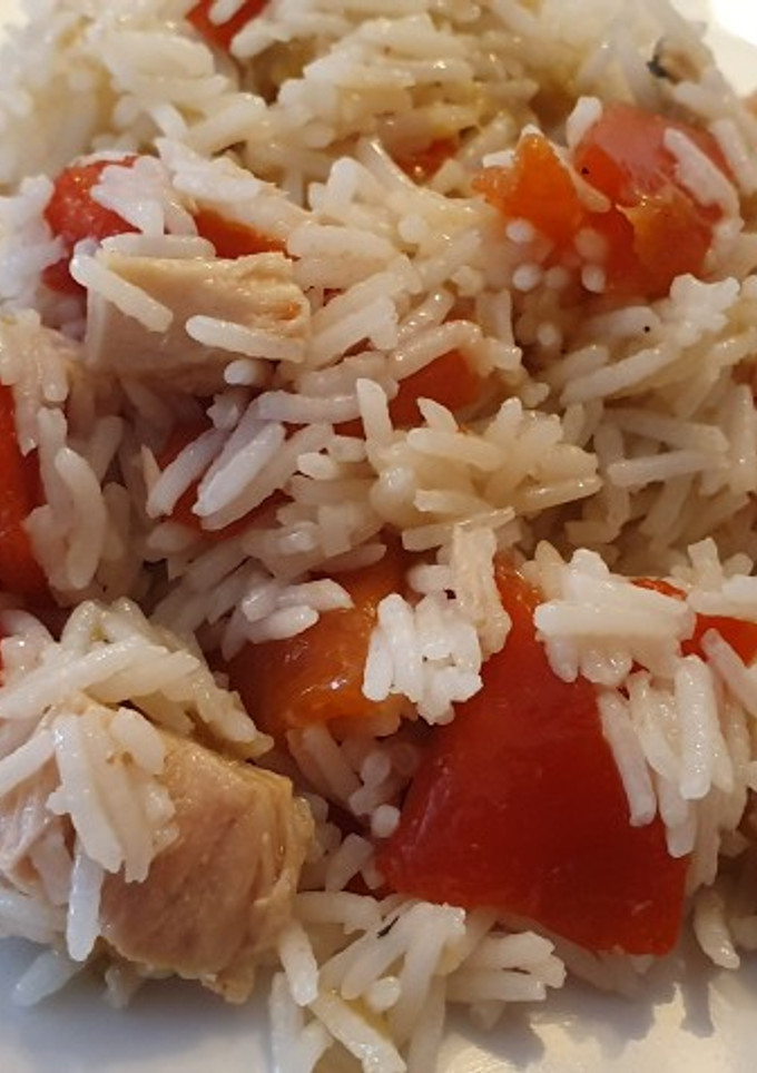 Una foto de Arroz Basmati con Escalivada y Bonito