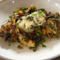 A picture of Pan-Fried Cod and Artichoke in a Caper Calamondin Butter Sauce.