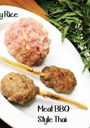 Hình của món Stickyrice meat BBQ style Thai.