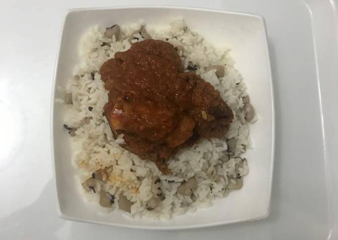 Chicken Stew Served with Rice and Bean Recipe by Seun Tuyo - Cookpad