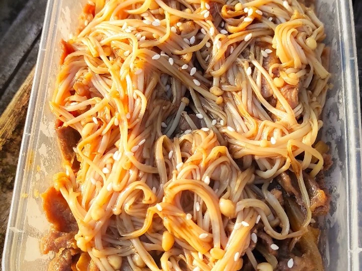 Cara Mudah Membuat Resep 347. Beef slice Wagiyu+Enoki Teriyaki ala Yoshinoya Anti Ribet, Mantap