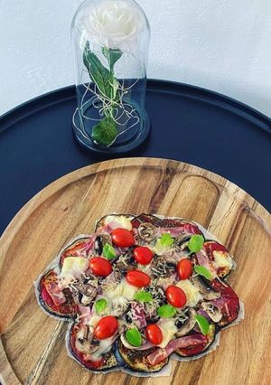 Une photo de Aubergine pizza