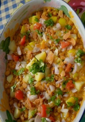 A picture of Kathiya wary double papri chana chaat.
