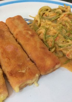 Una foto de Rollos de jamón con queso empanizados