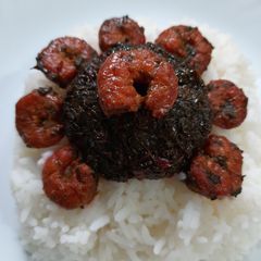 Prawn with Red Spinach A picture of Prawn with Red Spinach.
