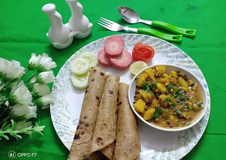 Recipe of Award-winning Sprout aaloo ki sabji with ghee ke parathe