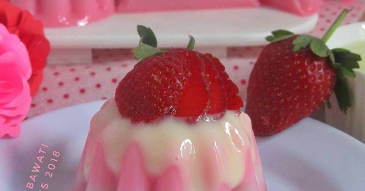 Resep Puding Strawberry- Vanilla Oleh Merra Bawati - Cookpad