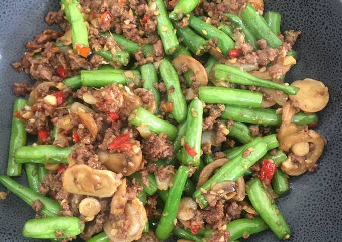 Mudah Banget Masakan Resep Buncis jamur daging cincang