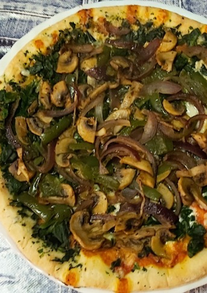 Una foto de Pizza saludable con verduras al microondas
