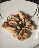 Solomillos de pollo con jamón y espinacas