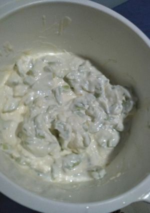 A picture of Tzatziki sour cheese dip.