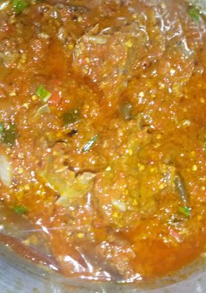 A picture of Goat meat and kpomo Stew.