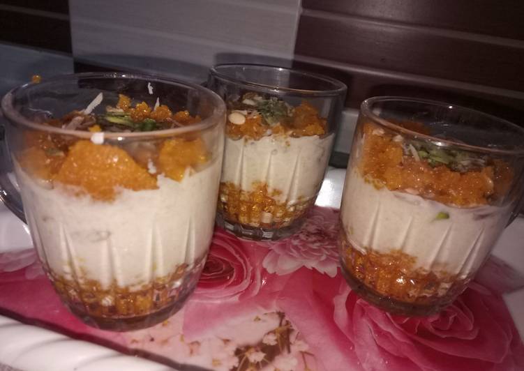 Recipe of Super Quick Homemade Motichur Rabdi parfait