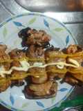 Pamplonas de pollos, rellenas de verduritas salteadas