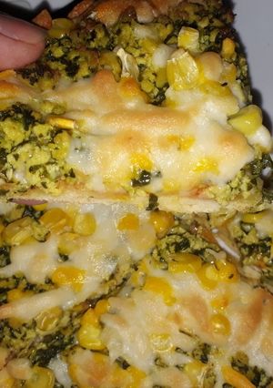 عکسی از دستور پیتزا مرغ و اسفناج