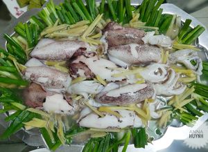 Hình của món Mực hấp gừng.