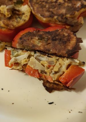 A picture of Stuffed pepper rings.