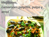 Mejillones camarones pulpitos