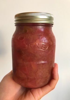 A picture of Rhubarb and Apple jam #SeasonSupply.