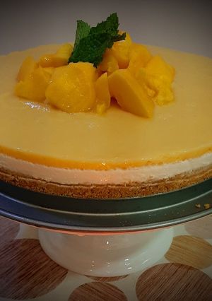 A picture of Mango cheesecake.