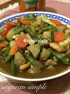 Foto resep Tumis sayuran udang bakso simple