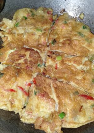 Foto resep Telor dadar pedas