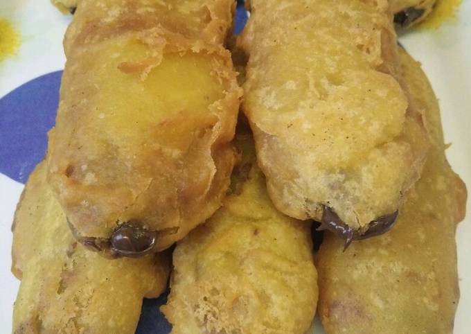 Anti Ribet, Membuat 173.pisang goreng bunting isi coklat Enak Terbaru