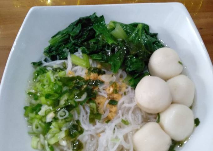 Resep Bihun kuah bakso ikan Anti Gagal