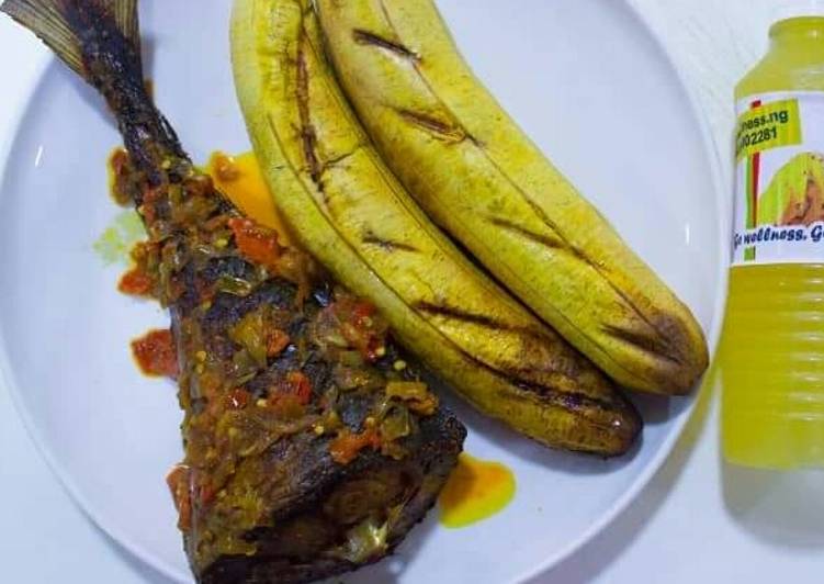 Oven grilled plantain and fish