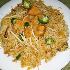 A picture of Ginger Chilli Biryani.
