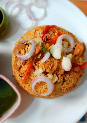 A picture of Moong Dal & Soya Chunk Rice.