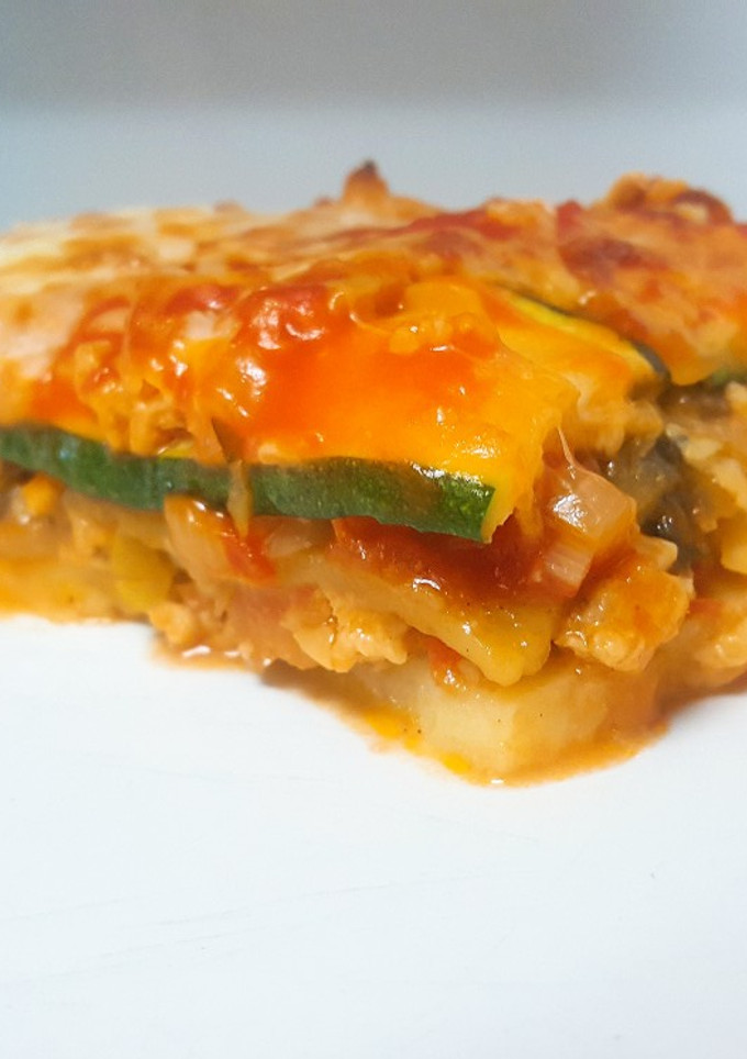Una foto de Musaca al estilo griego versión vegetariana