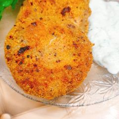 A picture of Chicken potatoes kabab.